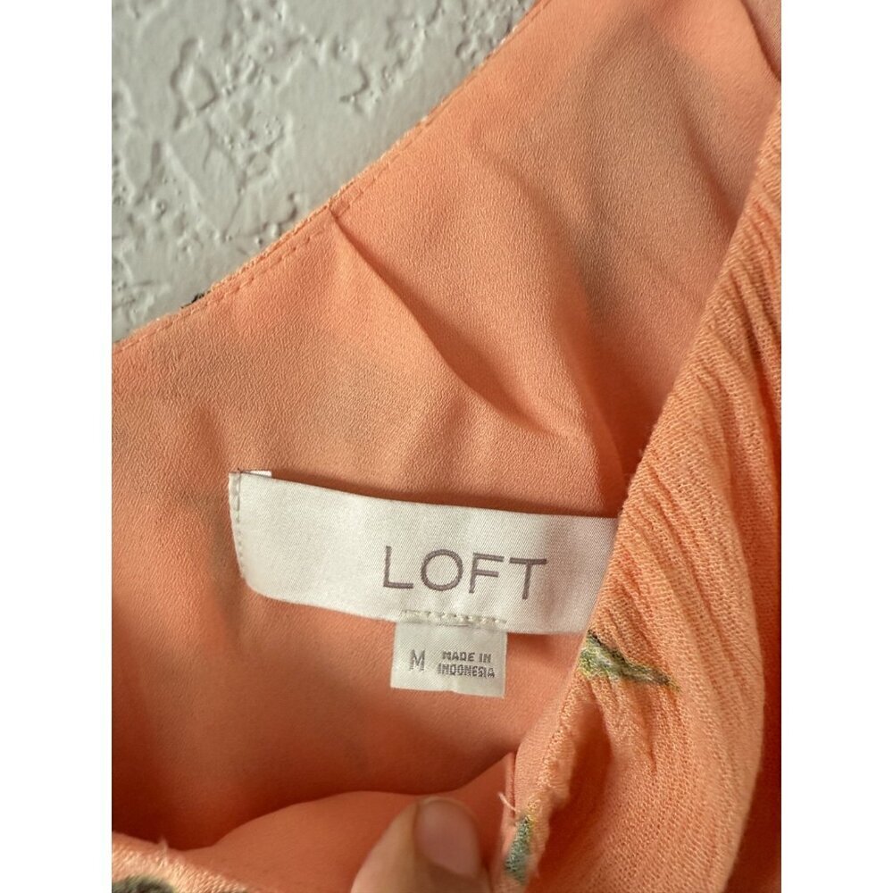 Loft Orange Printed Relaxed Fit Short Sleeve Top Novalty Tropical Cottagecore M - Picture 6 of 8